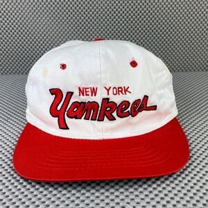 Vintage New York Yankees Hat Script White Red Snap back